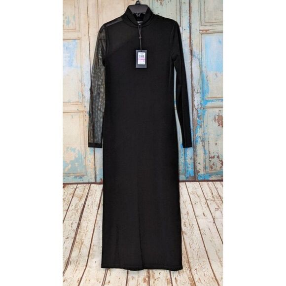 DKNY Womens Size XXS Black Polyester Long Sleeves Mock Neck Mini Dress - Picture 1 of 11